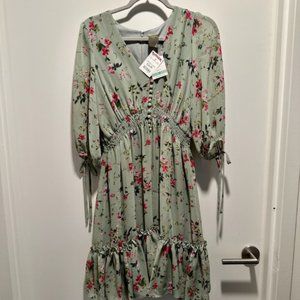 Taylor Dress Floral Green Chiffon Dress